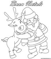 Disegno Renna e Babbo Natale abbracciati